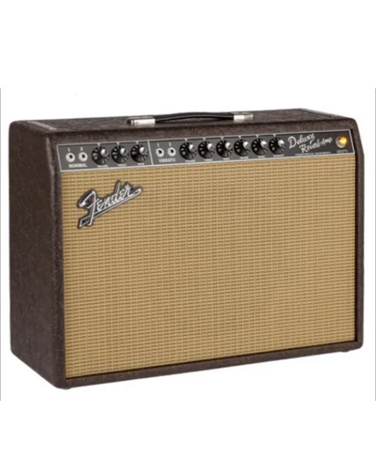 Fender '65 Deluxe Reverb Western CB Limited Edition Deluxe Reverb คือแอมป์ที่ถูกใช้บรรเลงในการบันทึกเสียงเพลงฮิตนับไม่ถ้วนมานานหลายทศวรรษและเป็นแอมป์ที่ดีที่สุดรุ่นหนึ่งในช่วงกลางของยุค '60s และเป็นแอมป์กีต้าร์ที่ถูกนำไปใช้งานอย่างหลากหลายและขาดไม่ได้ที่สุดรุ่นหนึ่ง ด้วยกำลังขับขนาดกลาง 22 วัตต์ ที่ให้เสียงทรงพลังและเปล่งประกาย เป็นที่นิยมจาก Muscle Shoals ไปจนถึง Abbey Road และในเวทีทั่วโลกซึ่งขาดไม่ได้ วันนี้ '65 Deluxe Reverb ยังคงเป็นหนึ่งในแอมป์ที่เจ๋งที่สุดด้วยเสียงที่ยอดเยี่ยมและสไตล์วินเทจในช่วงกลางยุค 60 ที่ยังคงความเป็นร็อค , บลูส์ และคันทรี่ในทุกที่มันถูกบรรเลง ความคลาสสิคนั้นก็ยังคงเป็นอยู่จนถึงทุกวันนี้ Fender '65 Deluxe Reverb Western CB Limited Edition The 22-watt Factory Special Run (FSR) '65 Deluxe Reverb® amp is for rock, country, or blues players who want a moderately powered amp they can crank up at the gig or in the studio. The full, snappy guitar tones heard on many famous recordings from Memphis to Abbey Road were made using the Deluxe™ amp. Features include dual 6V6 Groove Tubes® output tubes, one 5AR4 rectifier tube, four 12AX7 preamp tubes, two 12AT7 tubes, one 12" 8-ohm Celestion Creamback G12M Speaker, dual channels (normal and vibrato), tube-driven Fender® reverb, tube vibrato, two-button footswitch for reverb and vibrato on-off, brown western tooled vinyl covering, wheat grille cloth, and limited edition badge.